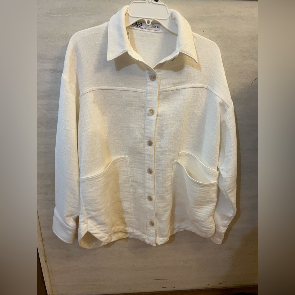 NWT- Zara off-white rustic overshirt - Picture 12 of 13